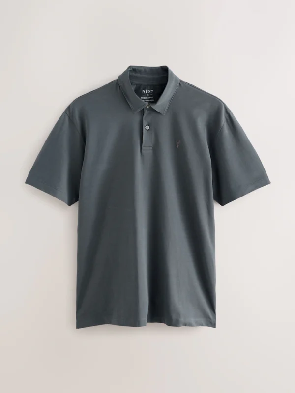 Charcoal Grey Regular Fit Short Sleeve Jersey Polo Shirts