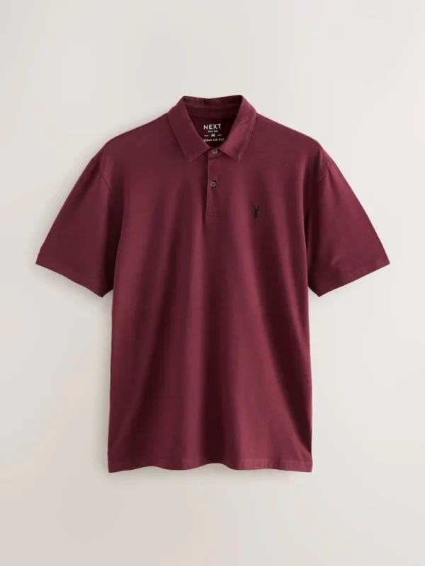 Burgundy Red Regular Fit Short Sleeve Jersey Polo Shirts